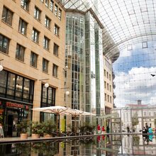water features reflecting the colours of the sky 