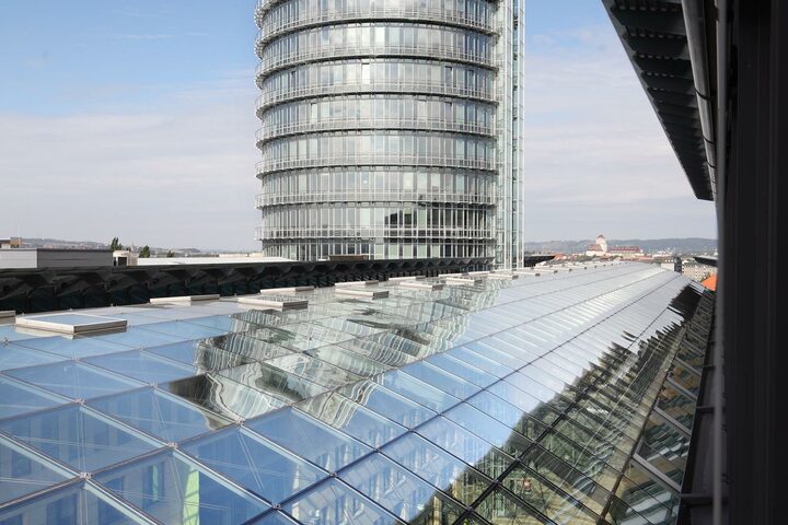 glass-roofed atrium