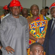President Mahama and Togbe Afede XIV inspecting the plant