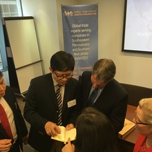 Presenting gift to Gary Biehn and Linda Conlin