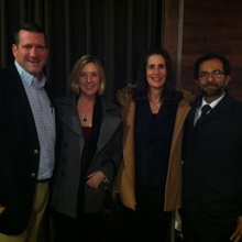 MWTC members Dan Finch from the Milky Whey, Tara Blyth from Kamut, and Pri Fernando from US Bank with Brigitta Miranda-Freer