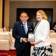 Dr. Ibrahim (WTC Kuala Lumpur) & Crystal Edn, Executive Director-Member Services, WTCA