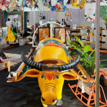 Locally made piece of art alongside various materials and products